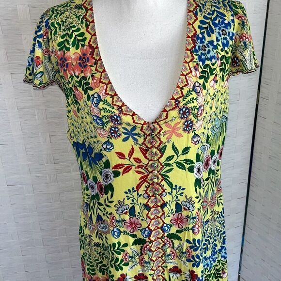 Alice + Olivia Hadley Floral Mini Fit & Flare Dress V-Neck Flutter Sleeve Size 1 - Picture 2 of 15